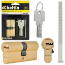 Keltin Luku silinder K02606, 30/30 mm, harjatud messing, 3 v&otilde;tit, 25 000 ts&uuml;klit, alumiinium, ZnAl sulam, kinnituskruvi kaasas