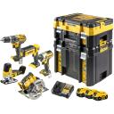 Dewalt 18V XR 5 įrankių be&scaron;epetėlių komplektas DCK500P3T-QW, 18V, 5Ah, XR ličio jonų, 3 akumuliatoriai