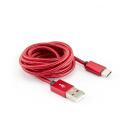 Sbox USB kabelis MODELIS USB-TYPEC-15R, 1,5m, iki 480 Mbit/s, USB 1.0, 1.1, 2.0, 8,3mm x 2,5mm, raudonas, pintas