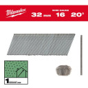 APDARES NAGLAS, 16G, 20&deg;, PLĀNA GALVIŅA, 16G / 20&deg; / 32 MM / G / SC1 - 2.000 PC, 4932492582 MILWAUKEE