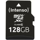 Intenso atminties kortelė MicroSDXC 3413491 128 GB, skaitymo greitis 25 MB/s, klasė 10, atspari vandeniui, smūgiams, SD adapteris