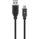 Goobay Sinhronizācijas un uzlādes ātrums 73141, 3 m, 15 W, USB-C, USB 3.0 A tipa (vīrie&scaron;u), melns