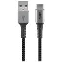 Goobay Sinhronizācijas un uzlādes kabelis 49297, 2m, USB-C uz USB 2.0, 3A, austs, alumīnija savienotājs