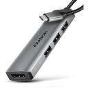Axagon USB keskjaam HMC-H3A 3x USB-A 480Mbps, 1x USB-A 5Gbps, 1x HDMI, 4K/30Hz, toitekaabel 0.15m