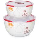 Oursson Bļodu komplekts BS4781RC/DC, 3 L, 22,3 cm, 120 mm, 2,2 kg, Keramikas, Ķir&scaron;u, Balts, Silikons, Caurspīdīgs, 250 &deg;C
