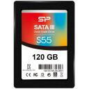 Silicon Power Slim S55 SSD 120GB SP120GBSS3S55S25, 6 Gbit/s, 550 MB/s, 420 MB/s, 1500 G, 20 G, TRIM, ECC, NCQ, RAID, melns
